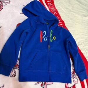 Polo by Ralph Lauren Kids Hoodie in Blue with Multicolor Logo